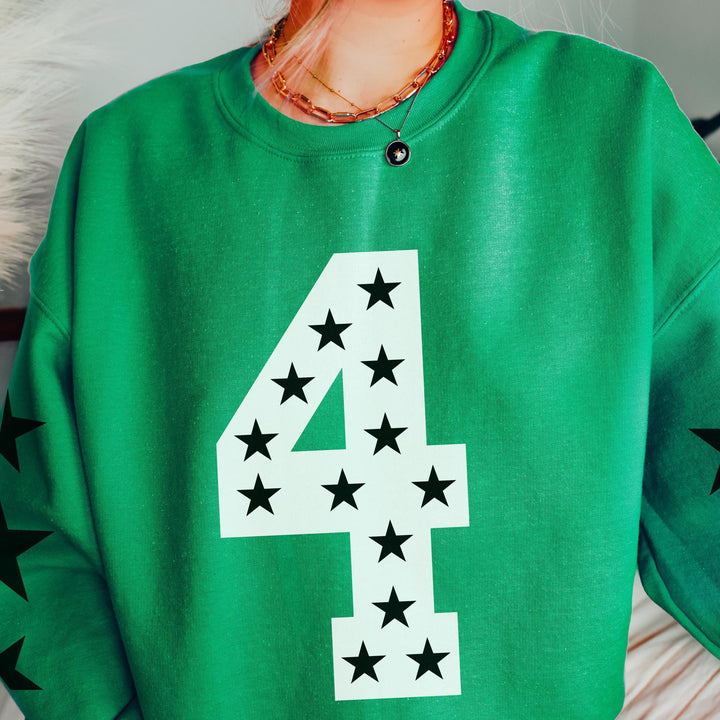 Custom Game Day Sweatshirt with Player's Number and Star Design on Sleeve