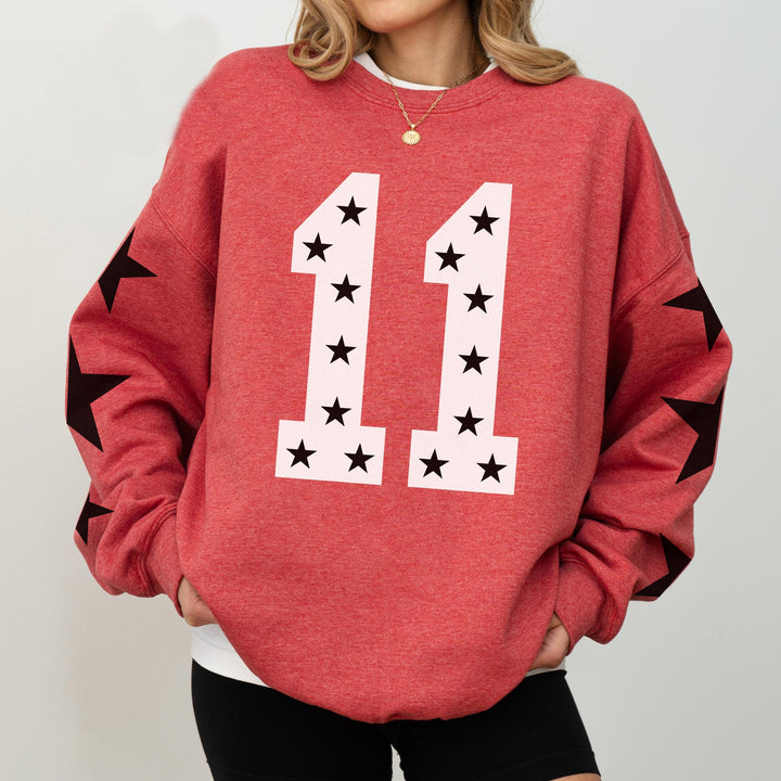 Custom Game Day Sweatshirt with Player's Number and Star Design on Sleeve