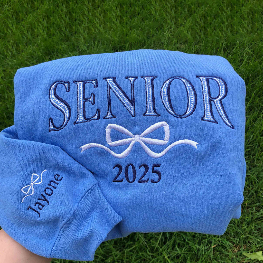 Embroidered Senior Coquette Bow Sweatshirt