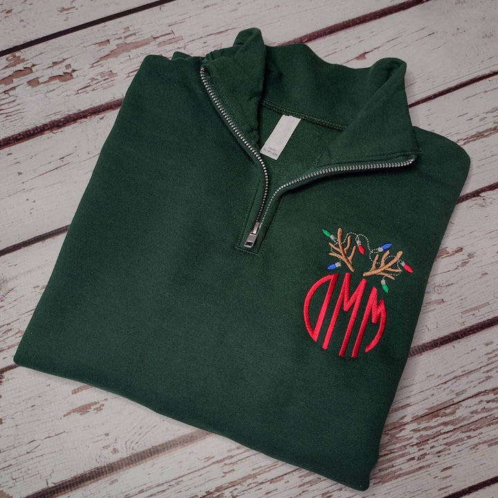 Monogram Reindeer Matching Family Christmas Sweaters