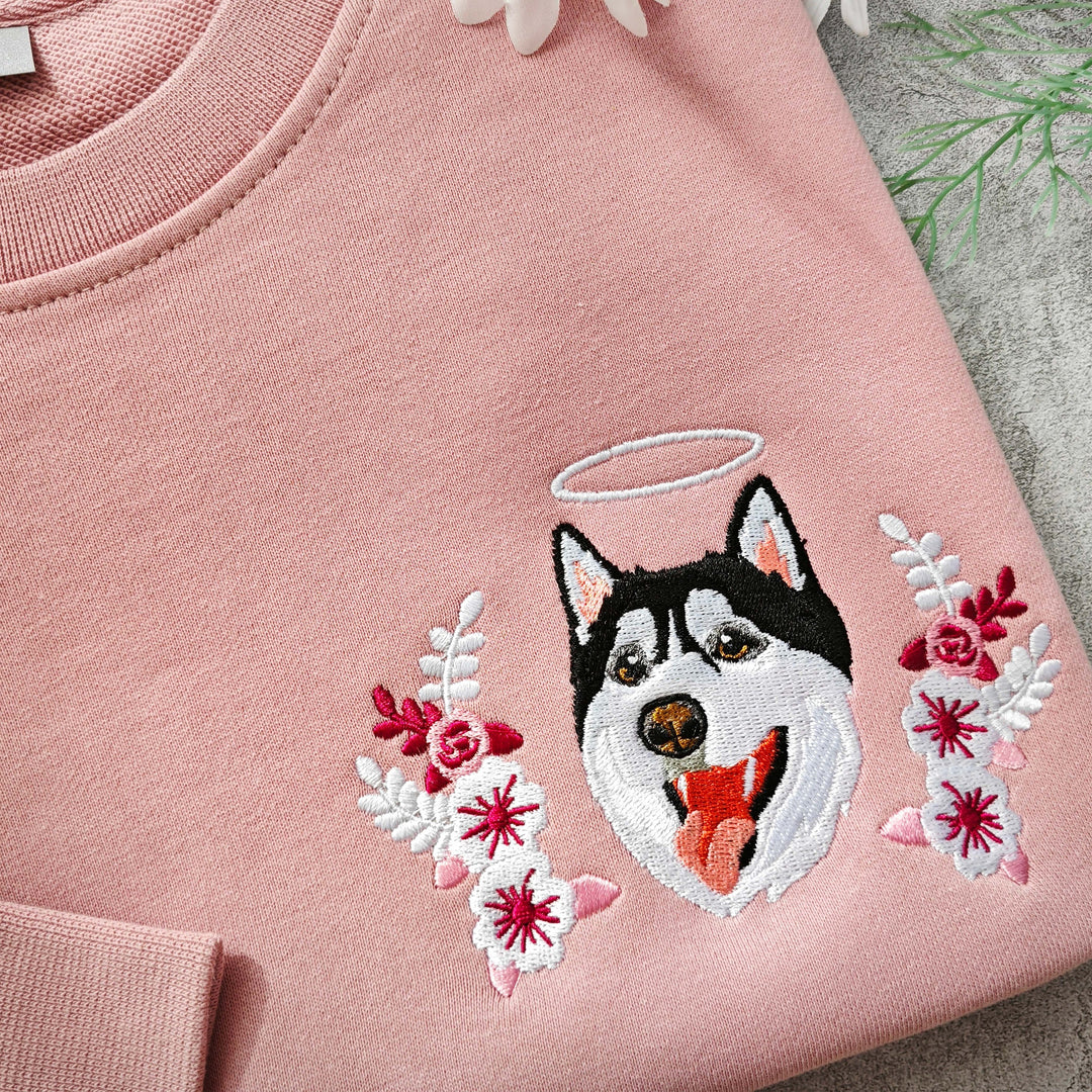 Aangepast geborduurd hondenportret sweatshirt,  huisdier Memorial Gift