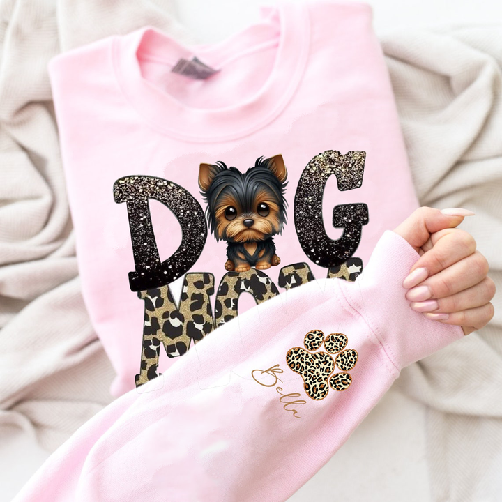 Custom sparkly leopard print dog mom hoodie