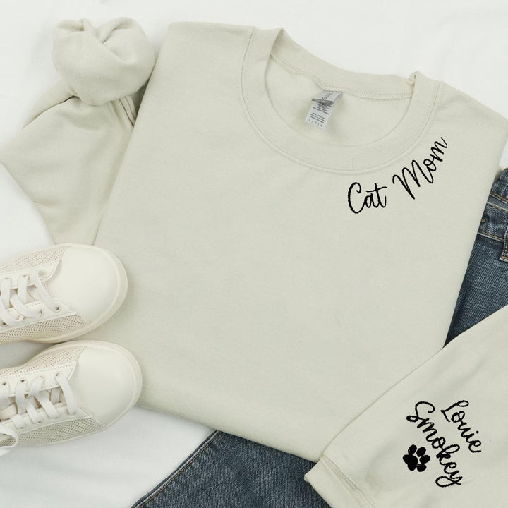 Cat Mom Embroidered Sweatshirt