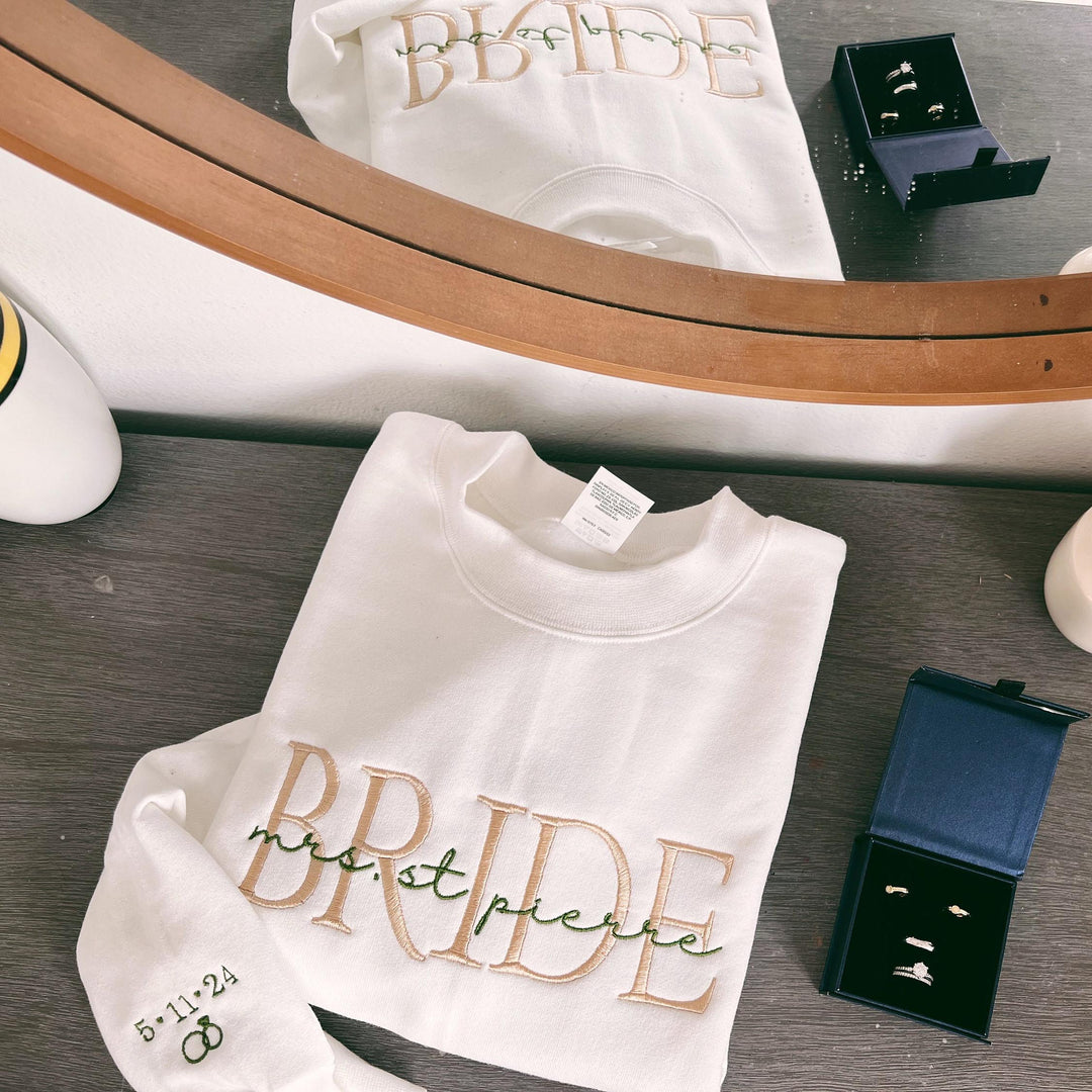 Wifey Personalized Embroidery Bridal and Engagement sweatshirt