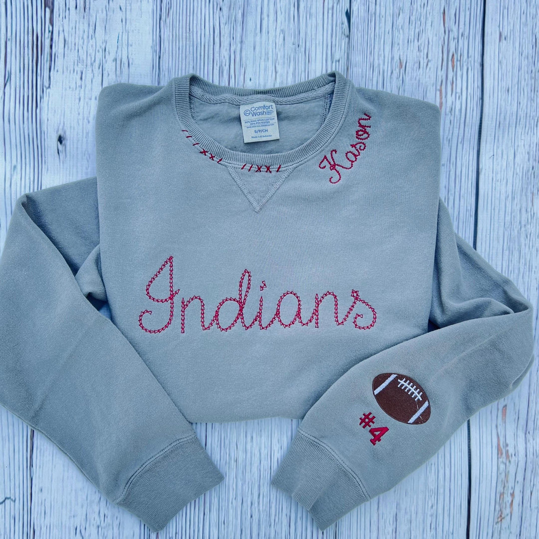 Vintage Inspired Pull Over Custom Embroidered Sweatshirt / Hoodie
