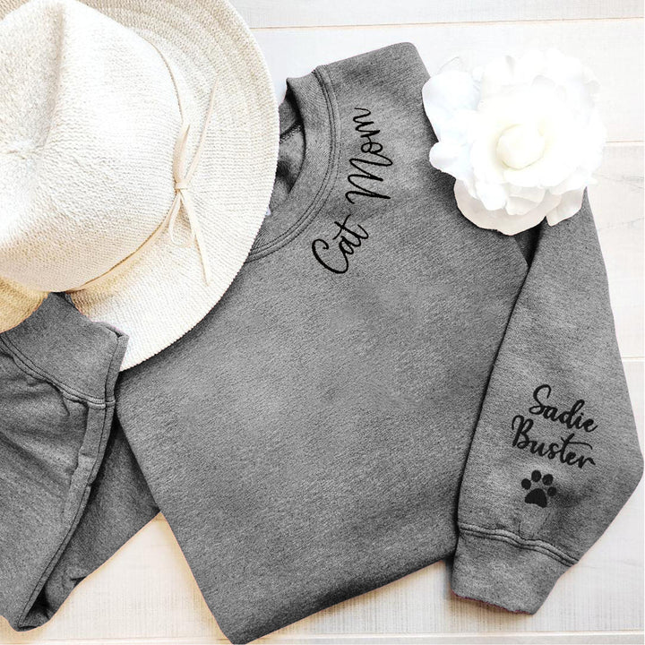 Cat Mom Embroidered Sweatshirt