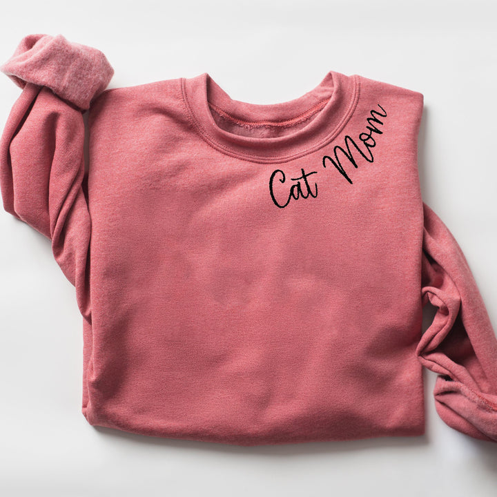 Cat Mom Embroidered Sweatshirt