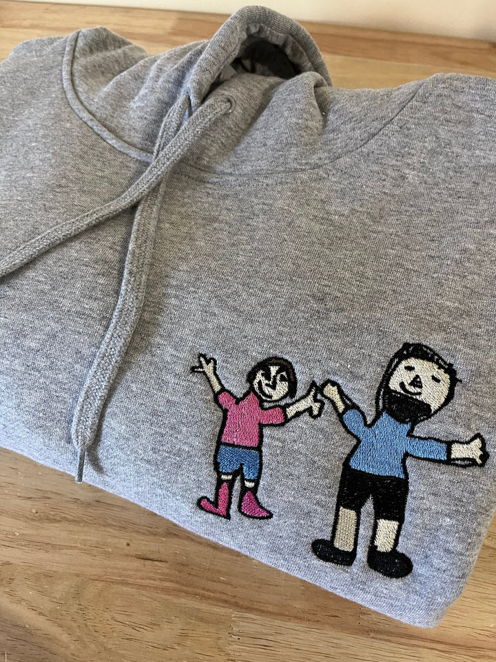 Custom Kids Art Embroidered Tshirt or Personalised Hoodie