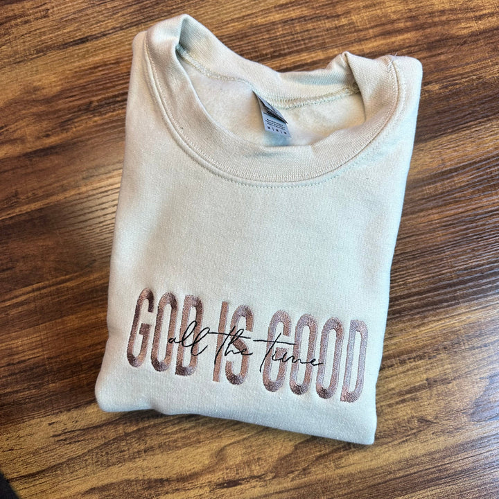 Custom God is Good Embroidered Sweatshirt