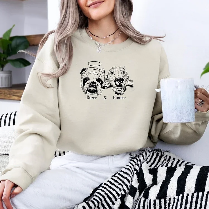 Custom Pet Photo + Name Printing T-shirt Custom Dog Cat Graphic Tee Sweatshirt Hoodie