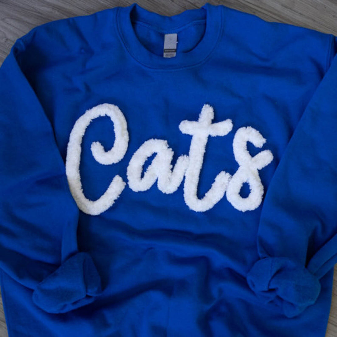 Custom  Chenille Embroidered Sweatshirt, Oversized Team Sweatshirt, Rebs Pullover, School Mascot