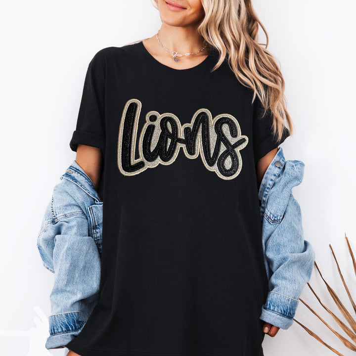 Custom Glitter Embroidered Team Sports Mom T-shirt