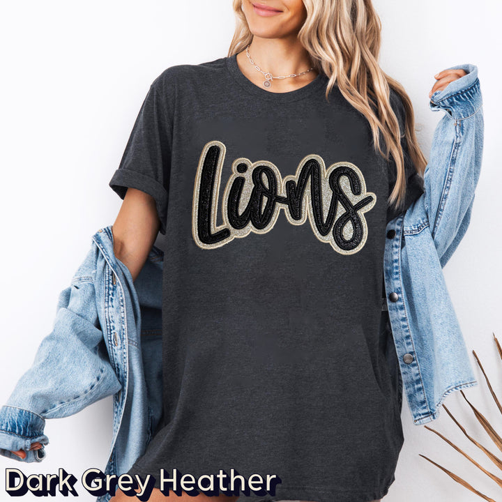 Custom Glitter Embroidered Team Sports Mom T-shirt
