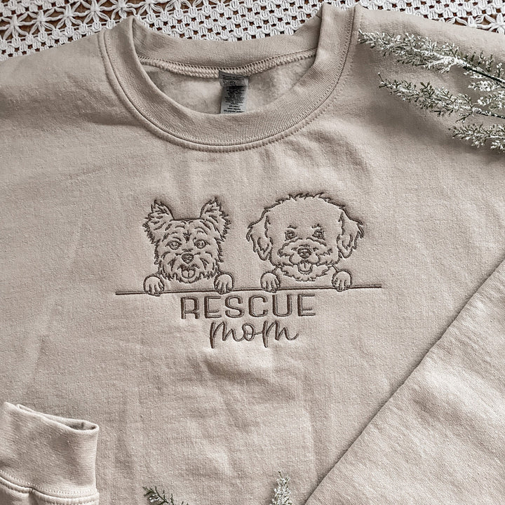 Embroidered Pet Portrait Sweatshirt Hoodie With Pet Name Christmas Gift For Dog Mom Pet Lovers