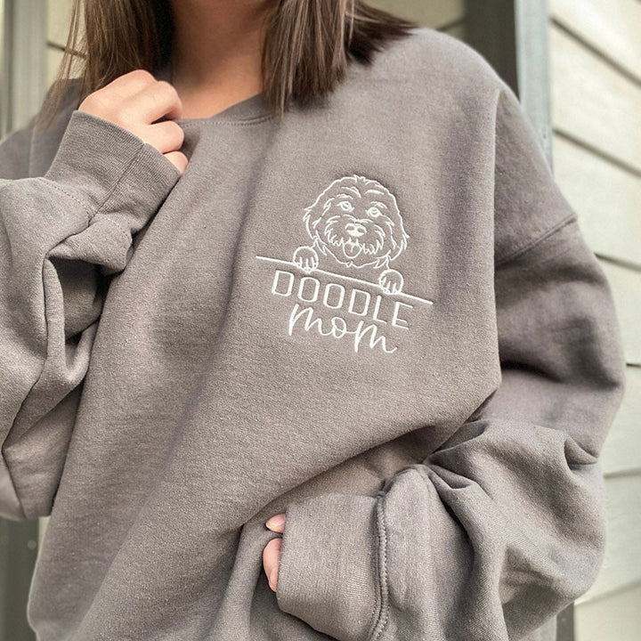 Embroidered Pet Portrait Sweatshirt Hoodie With Pet Name Christmas Gift For Dog Mom Pet Lovers