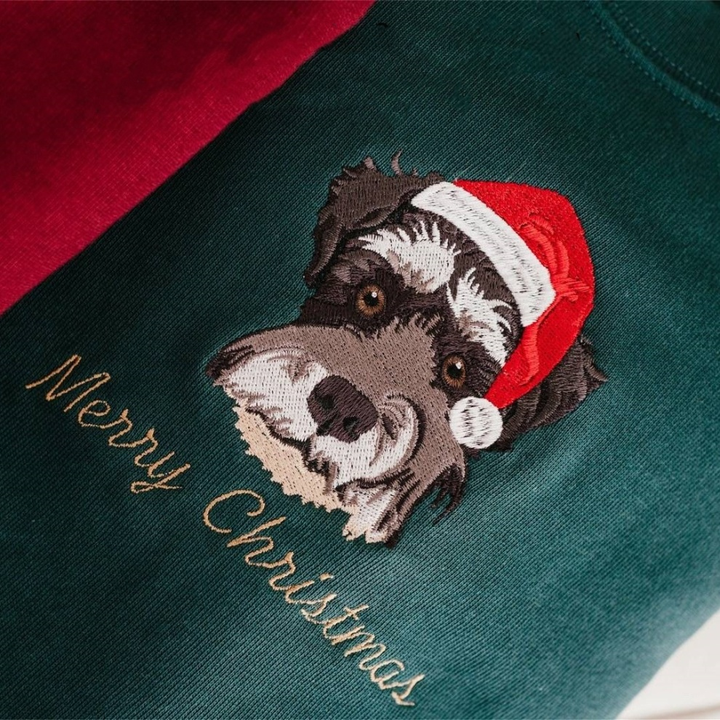 Custom Embroidered Pet Portrait Christmas Jumper Sweatshirt Hoodie T-shirt Christmas Gift