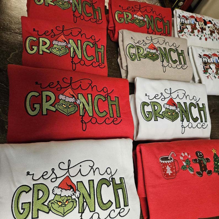 RESTING GRINCH FACE christmas crewneck sweatshirts