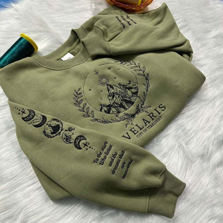 Velaris Embroidered Sweatshirt,Velaris City Of Starlight Embroidered Hoodie