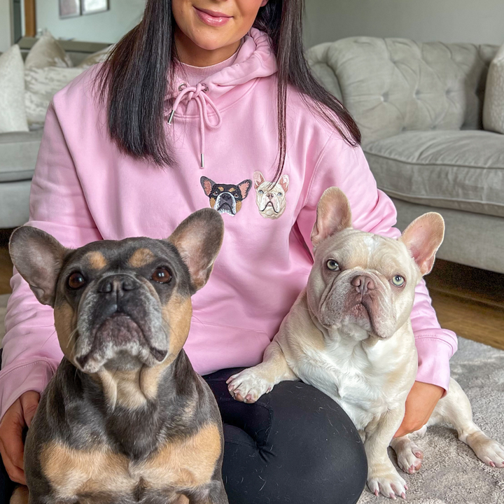 Embroidered Pet Portrait Organic Hoodie Sweatshirt