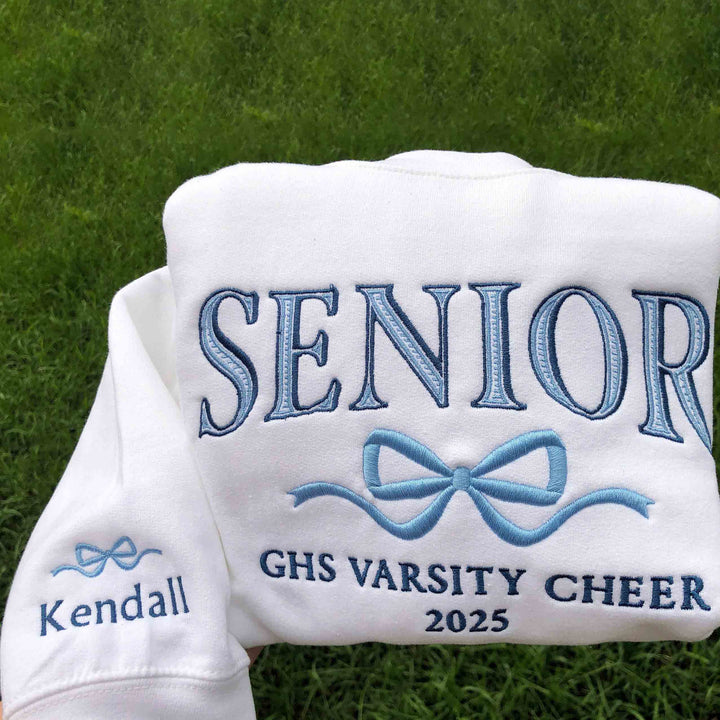 Embroidered Senior Coquette Bow Sweatshirt