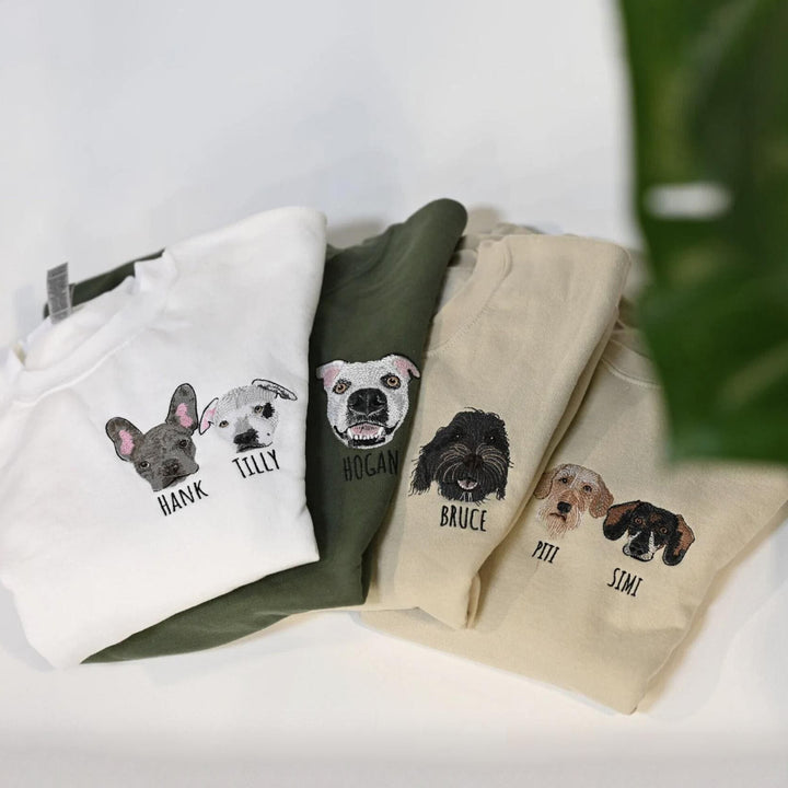 Custom embroidered pet sweater, custom dog portrait sweatshirt