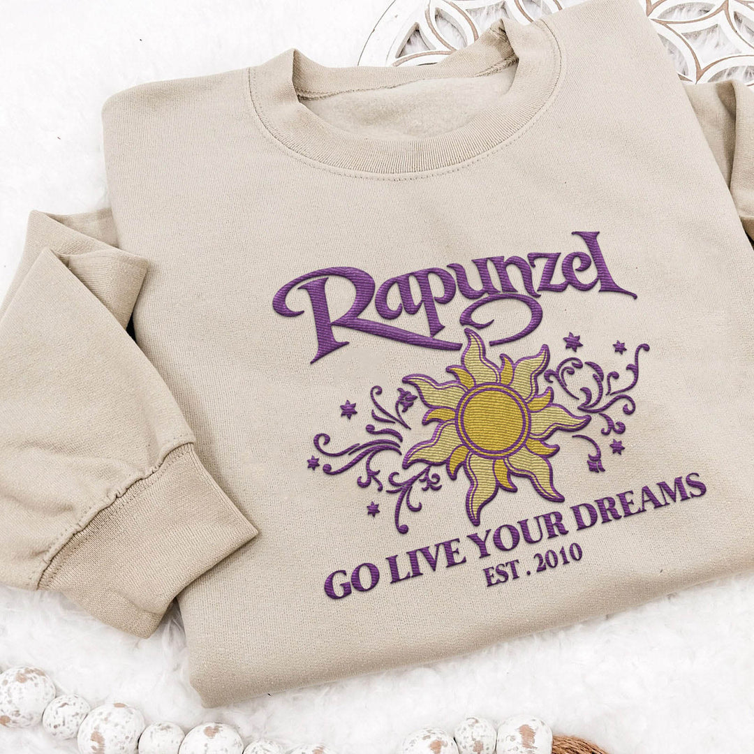 Embroidered Rapunzel Princess Go Live Your Dreams Sweatshirt