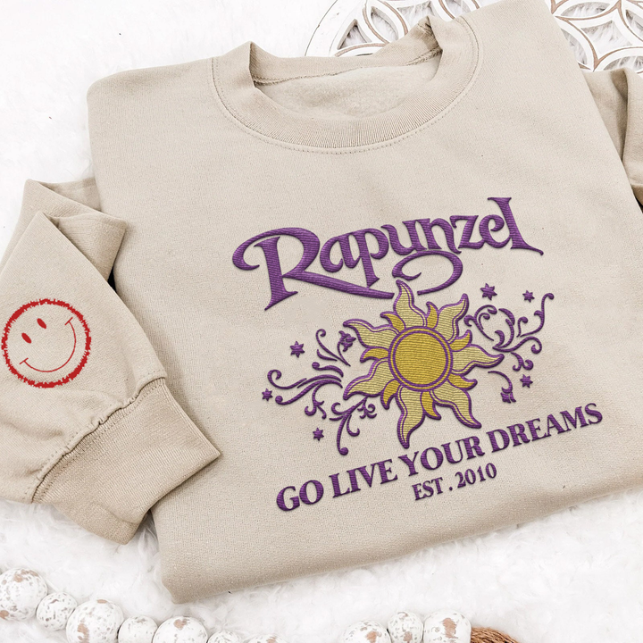 Embroidered Rapunzel Princess Go Live Your Dreams Sweatshirt