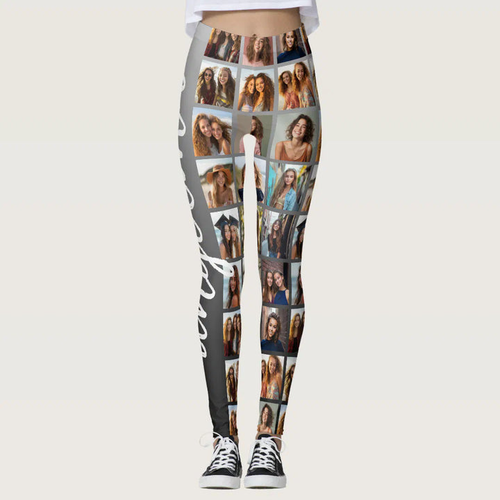 Create a Custom Photo Collage with 18 Photos Leggings