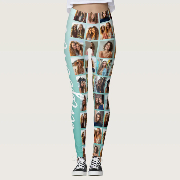 Create a Custom Photo Collage with 18 Photos Leggings