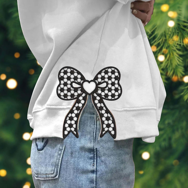 Football Side Bow Embroidery Sweatshirt