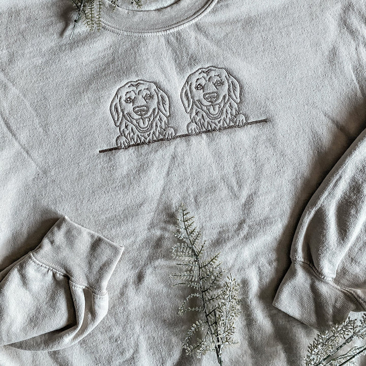 Embroidered Pet Portrait Sweatshirt Hoodie With Pet Name Christmas Gift For Dog Mom Pet Lovers