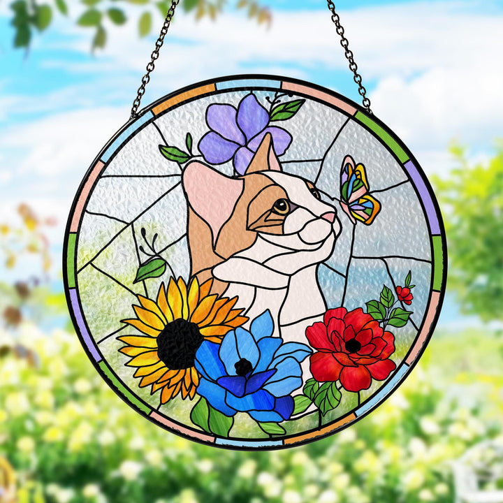 Custom Pet Portrait Glass Suncatcher, Dog Cat Glass Art, Pet Window Hangings
