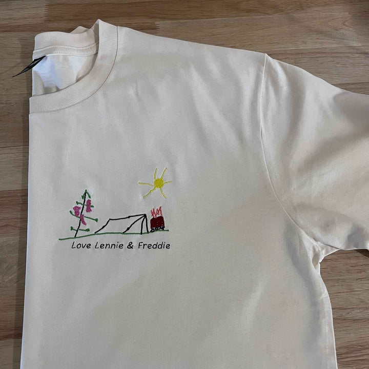 Custom Kids Art Embroidered Tshirt or Personalised Hoodie