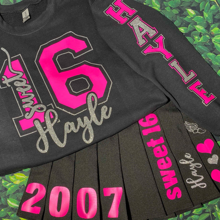 Personalized Glitter Birthday,Long sleeve T-shirt, Sweatshirt or Hoodie