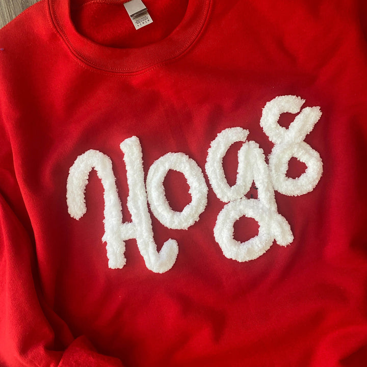 Custom  Chenille Embroidered Sweatshirt, Oversized Team Sweatshirt, Rebs Pullover, School Mascot