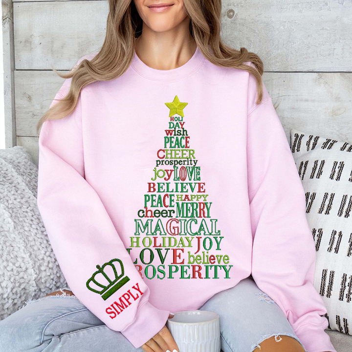 Custom embroidered Christmas tree hoodie
