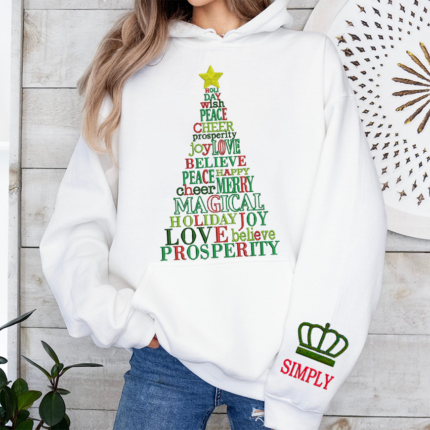 Custom embroidered Christmas tree hoodie