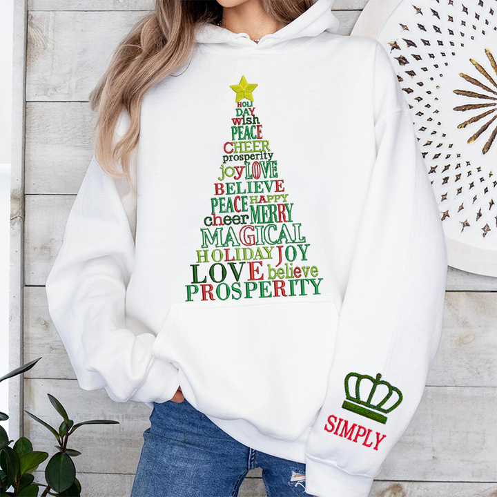 Custom embroidered Christmas tree hoodie