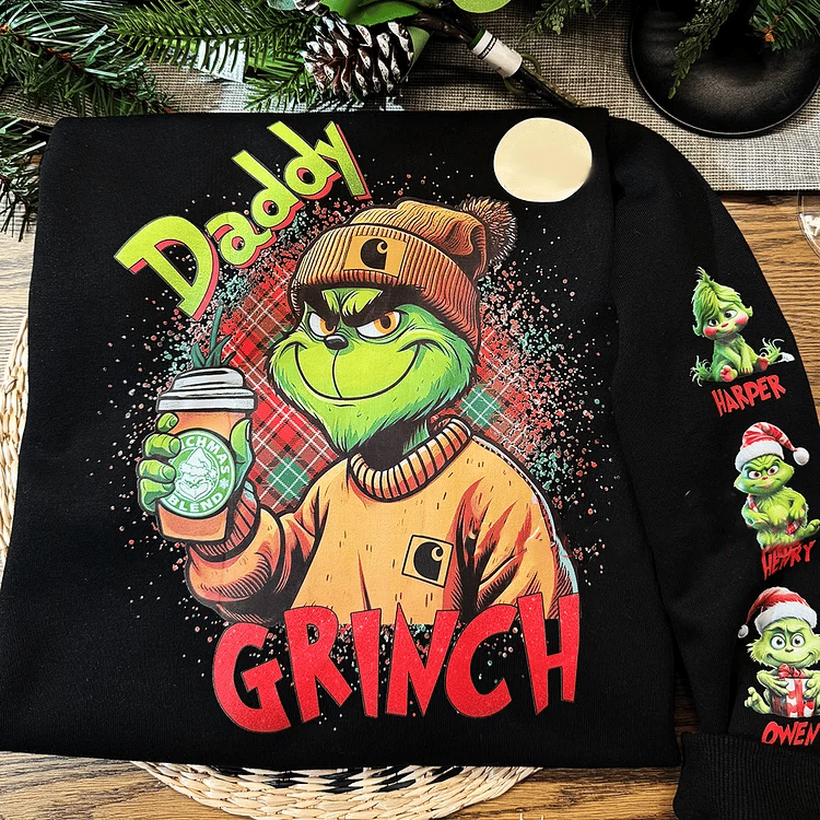 Custom Christmas MAMA Sweatshirt Gift with Kid's Names on the Sleeve