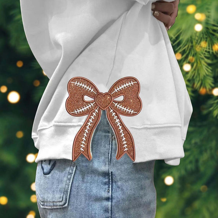 Football Side Bow Embroidery Sweatshirt