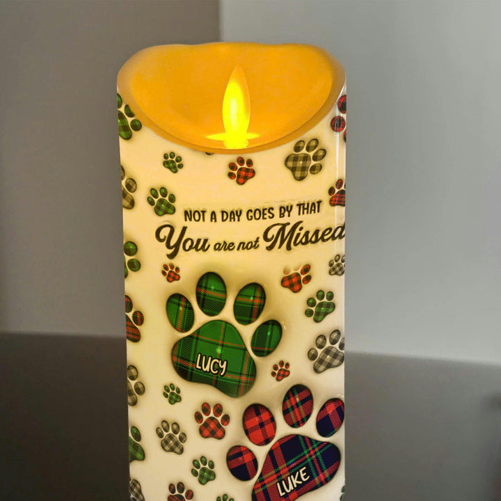 You Left Paw Prints On My Heart - Memorial Personalized Custom LED Candle - Sympathy Gift