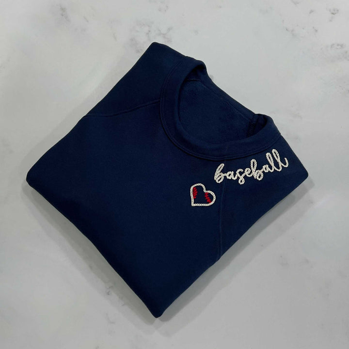 Baseball  Mama Embroidery Sleeve Crewneck Sweatshirt
