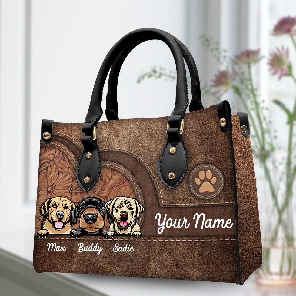 Dog Colorful Personalized Leather Handbag