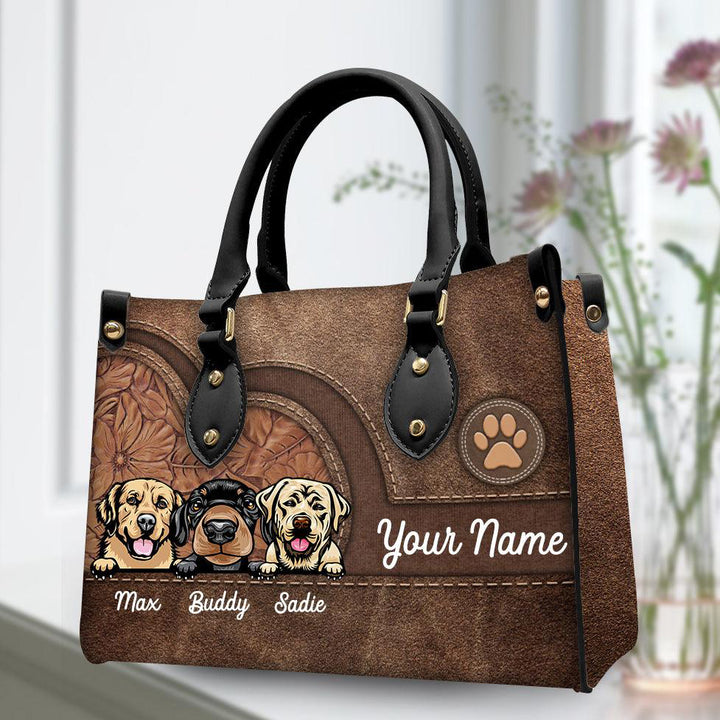 Dog Colorful Personalized Leather Handbag