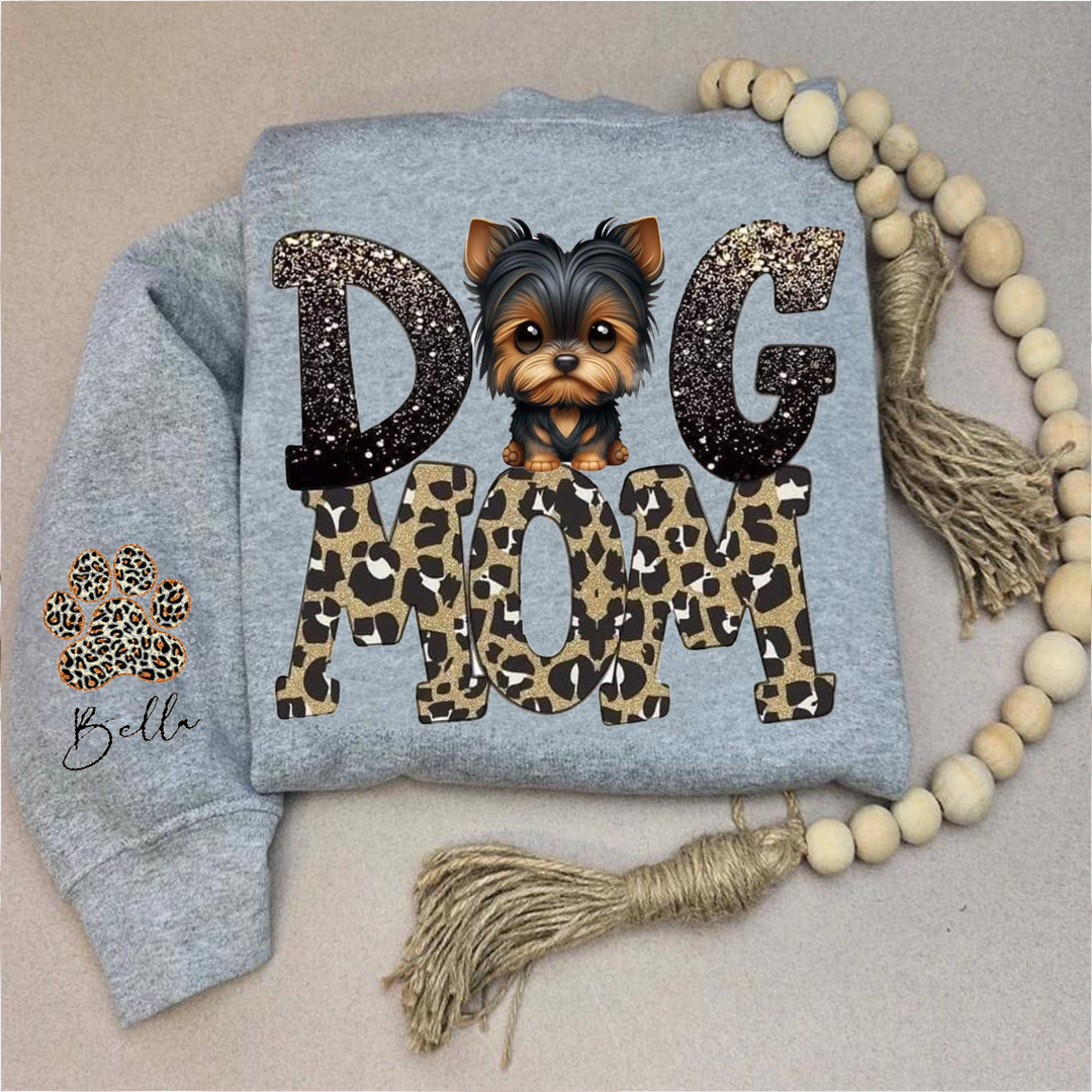 Custom sparkly leopard print dog mom hoodie