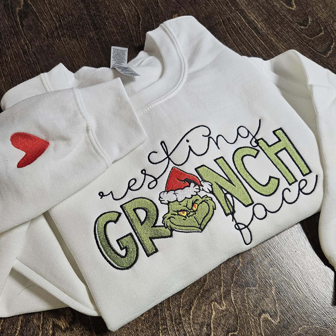 RESTING GRINCH FACE christmas crewneck sweatshirts
