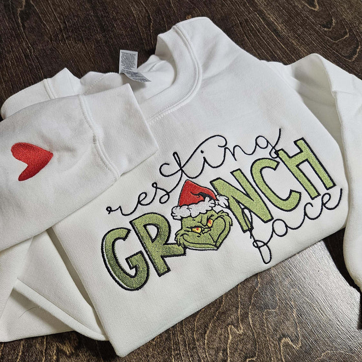 RESTING GRINCH FACE christmas crewneck sweatshirts