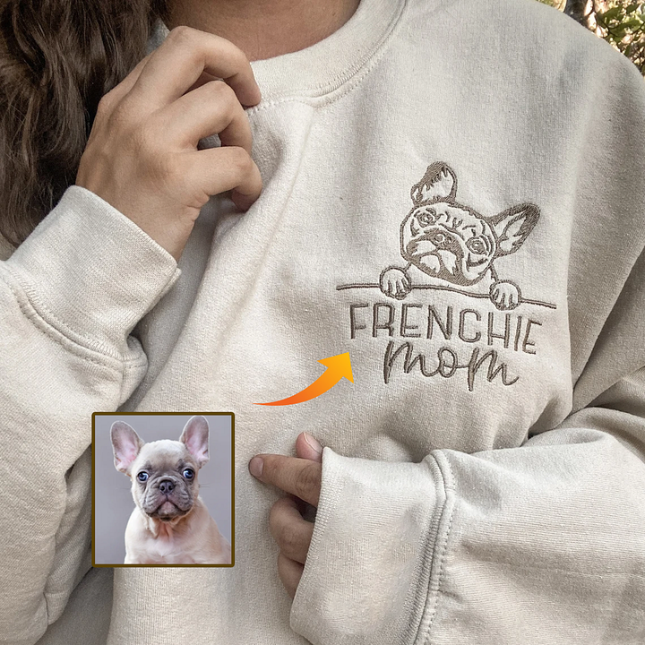 Embroidered Pet Portrait Sweatshirt Hoodie With Pet Name Christmas Gift For Dog Mom Pet Lovers
