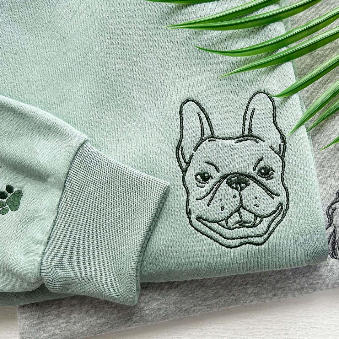 Custom pet embroidered sweatshirt, embroidered sweatshirt pet face and name