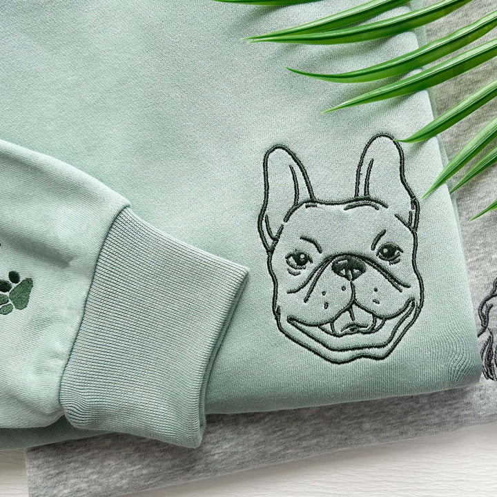 Custom pet embroidered sweatshirt, embroidered sweatshirt pet face and name